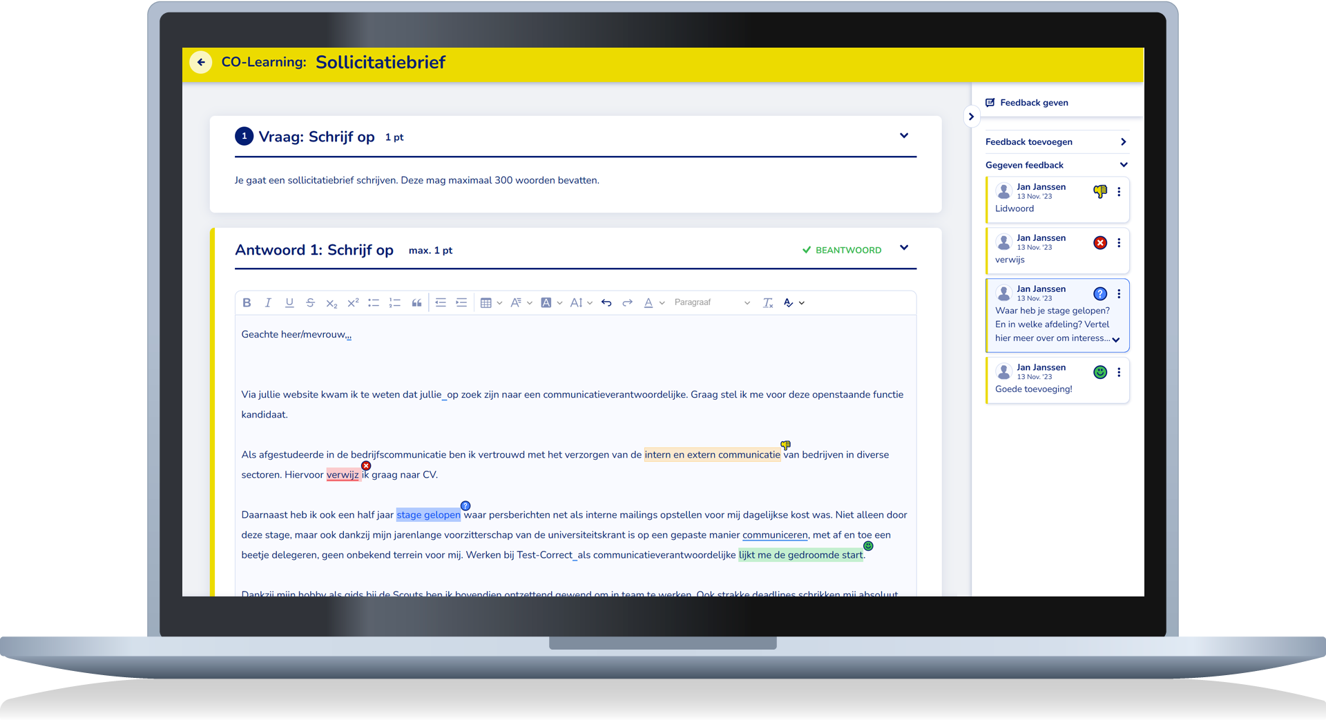 Feedback schrijfopdracht op laptop v2 Feedback schrijfopdracht op laptop v2
